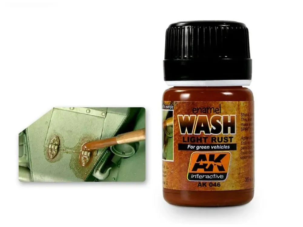 Lahvička emailového washe AK Enamel Effects AK046 Light Rust Wash 35 ml