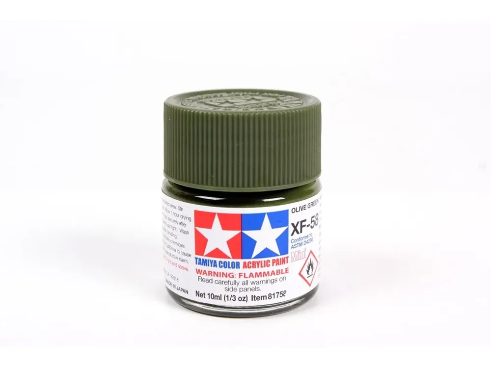Lahvička akrylové barvy Tamiya Acrylic Mini XF-58 olivová zelená matná 10 ml
