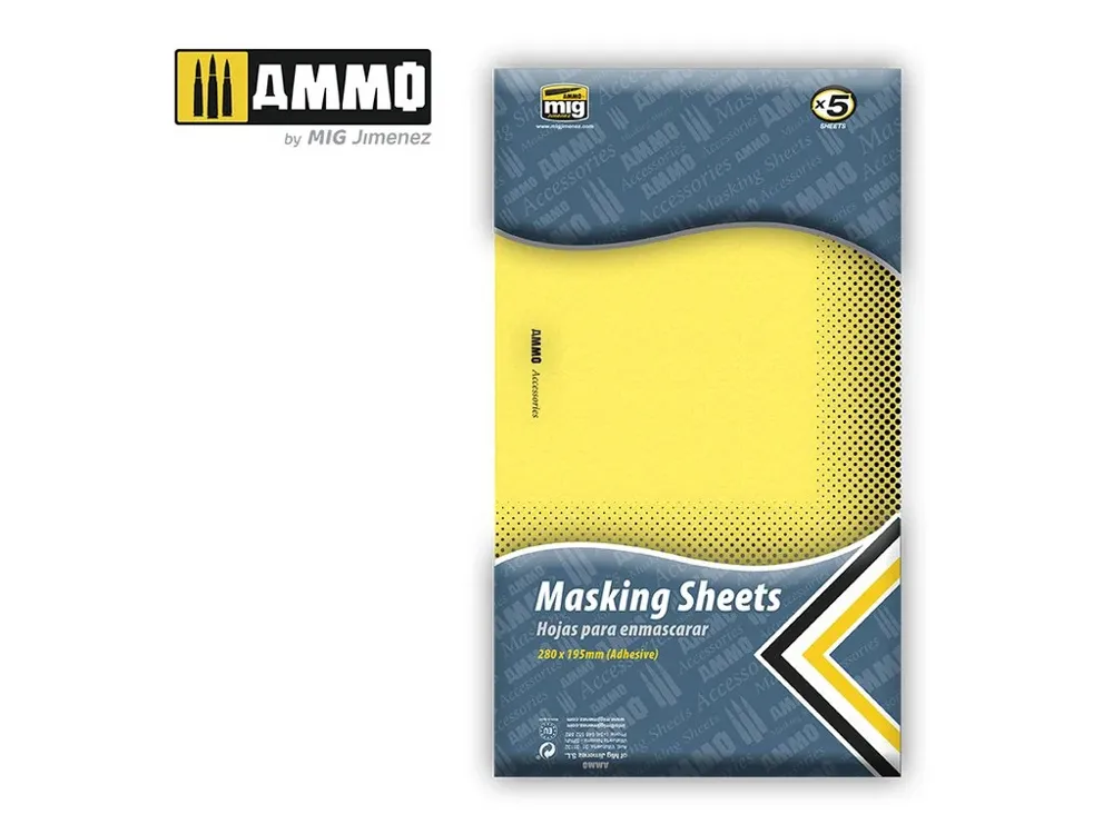 Balení AMMO Mig 8043 maskovací listy samolepicí, 5 archů 280 × 195 mm