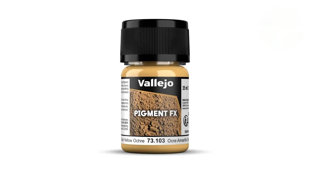 Kelímek práškového pigmentu Vallejo Pigment FX 73103 tmavý žlutý okr 35 ml