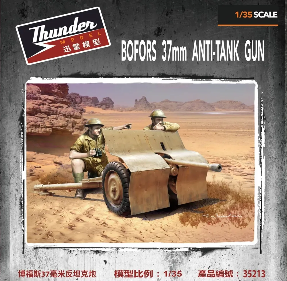 Krabice stavebnice Thunder Model TM35213 37mm Bofors AT gun v měřítku 1/35
