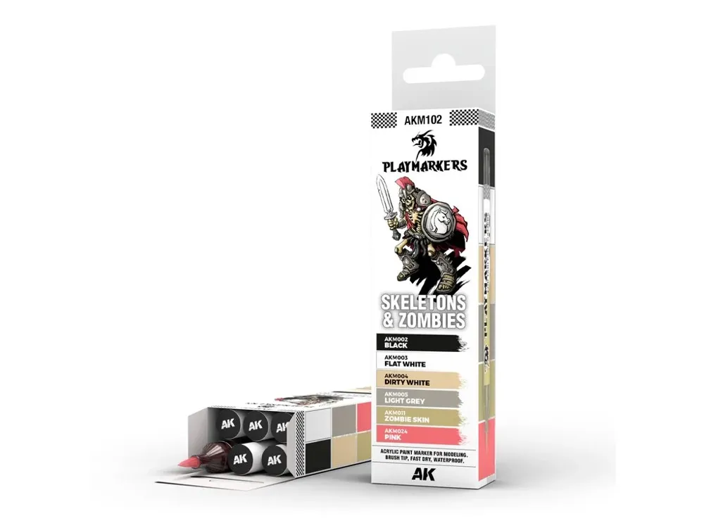 Sada šesti akrylových fixů AK Interactive Playmarkers AKM102 Skeletons & Zombies