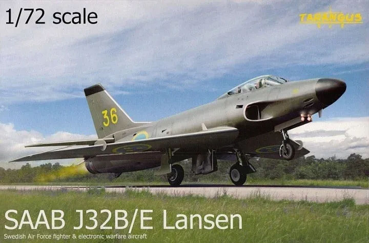Krabice plastikové stavebnice Tarangus 1/72 Saab J32B/E Lansen TA7202