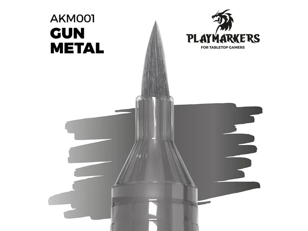 Akrylový popisovač AK Interactive Playmarker AKM001 v kovovém odstínu Gun Metal, 1 ks