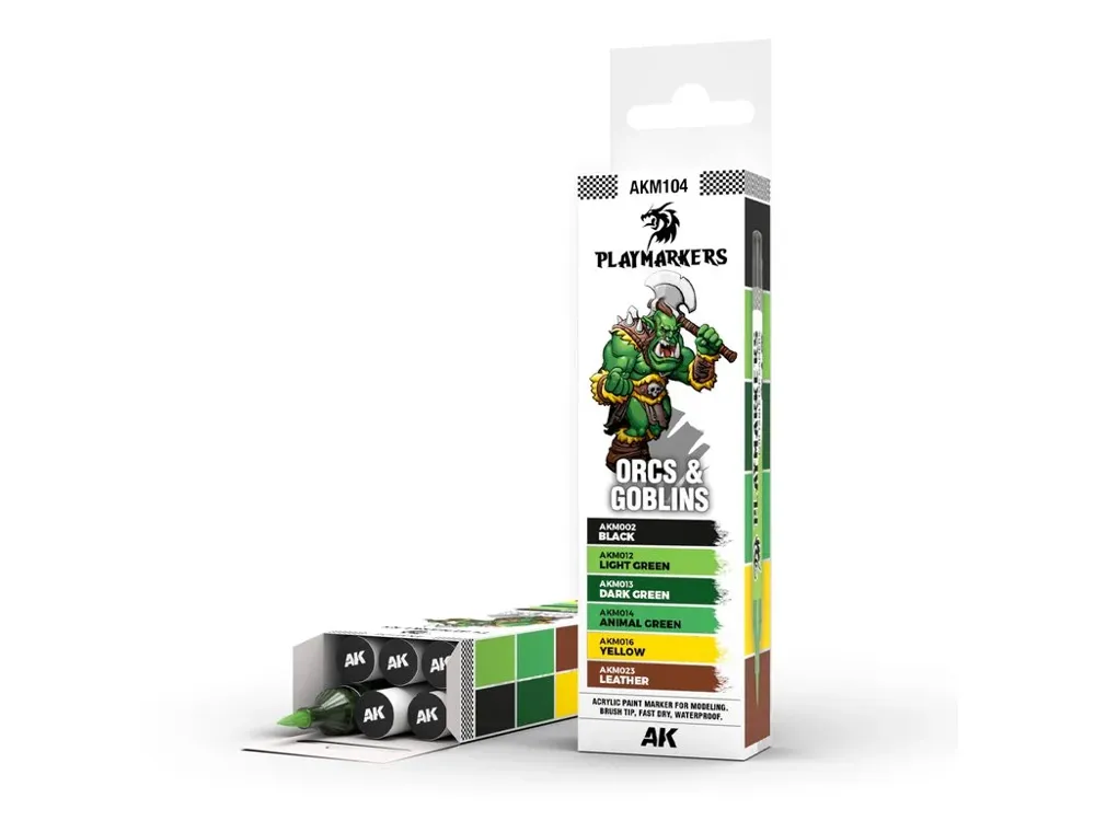 Sada šesti akrylových fixů AK Interactive Playmarkers AKM104 Orcs & Goblins