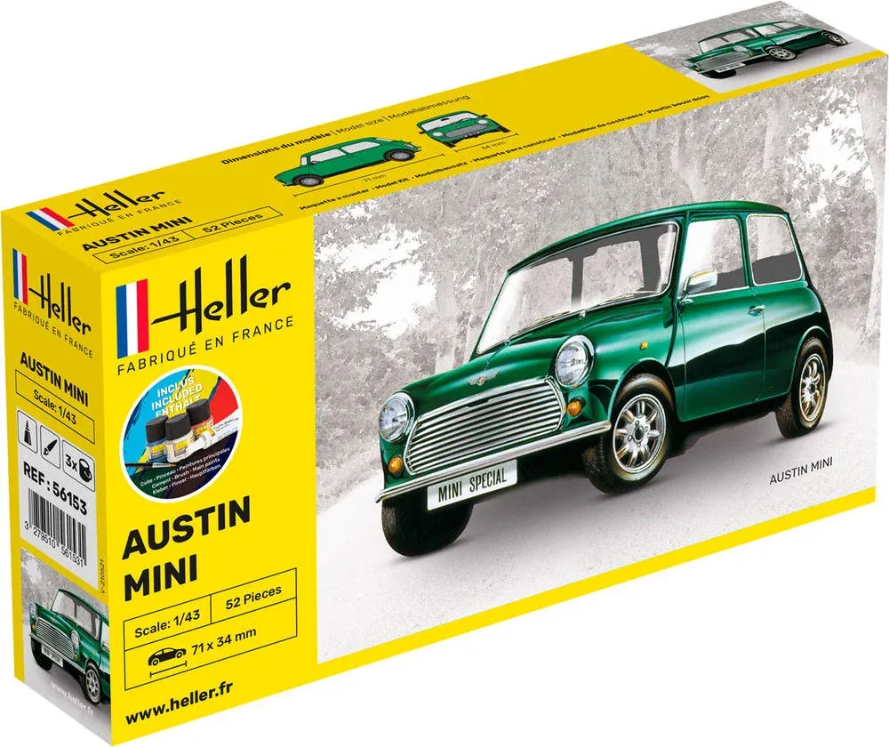 Krabice startovací sady Heller Starter Kit 56153 Mini v měřítku 1/43 s barvami, lepidlem a štětcem