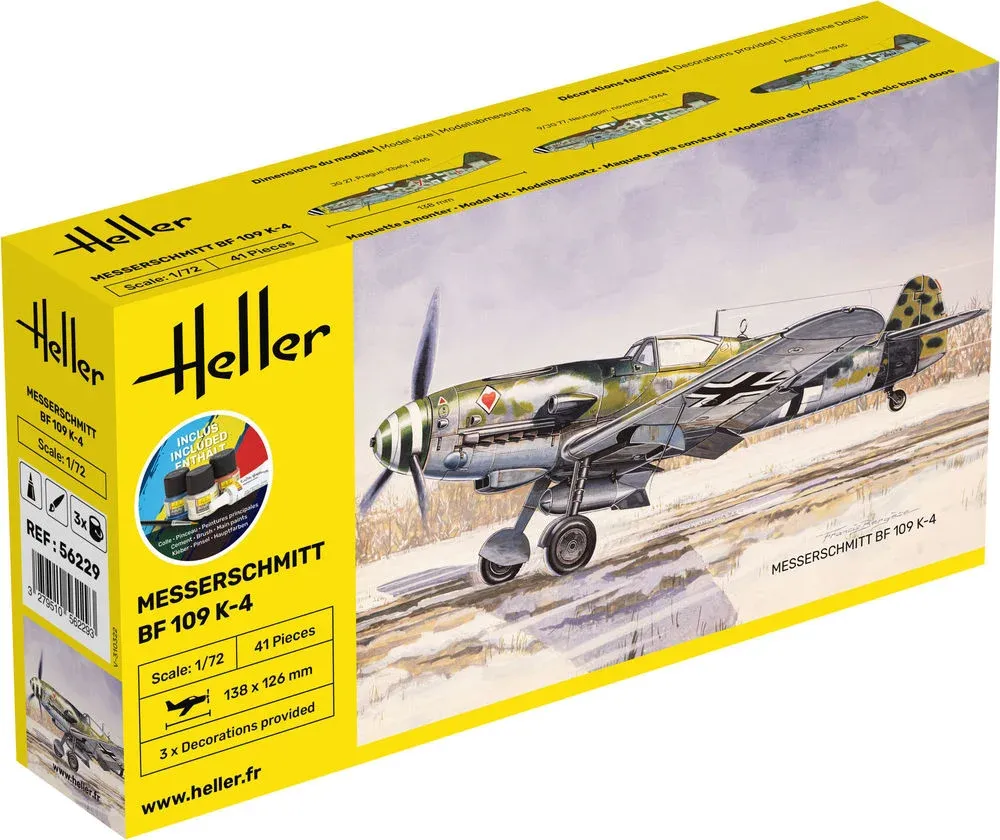 Krabice startovací sady Heller 56229 Messerschmitt Bf 109 K-4 v měřítku 1/72