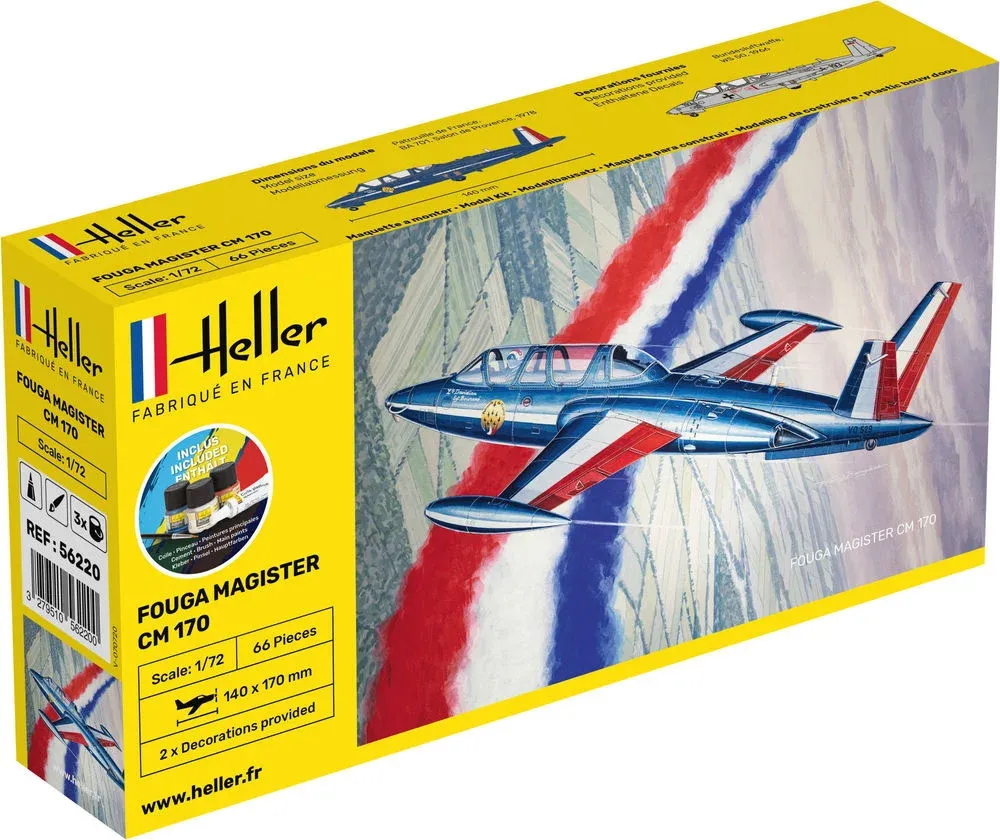 Krabice stavebnice Heller 56220 Starter Kit Fouga Magister CM 170 v měřítku 1/72