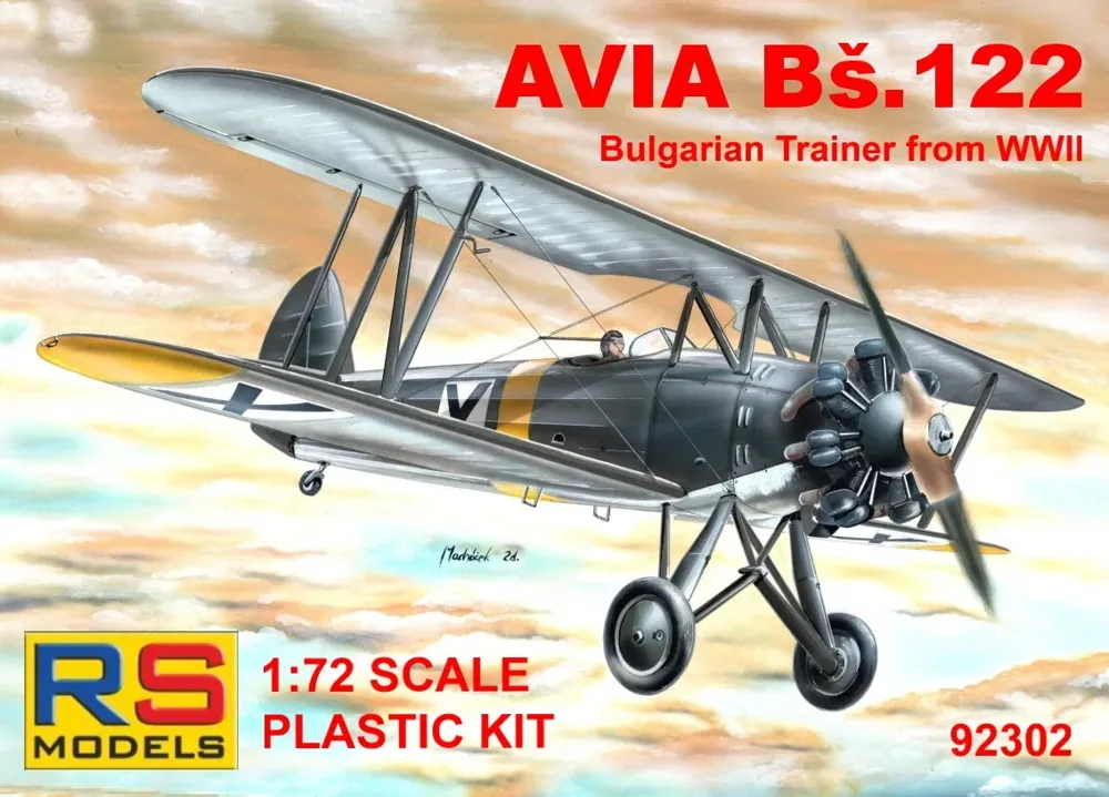 Krabice stavebnice RS Models 92302 Avia Bš.122 Bulharsko v měřítku 1/72