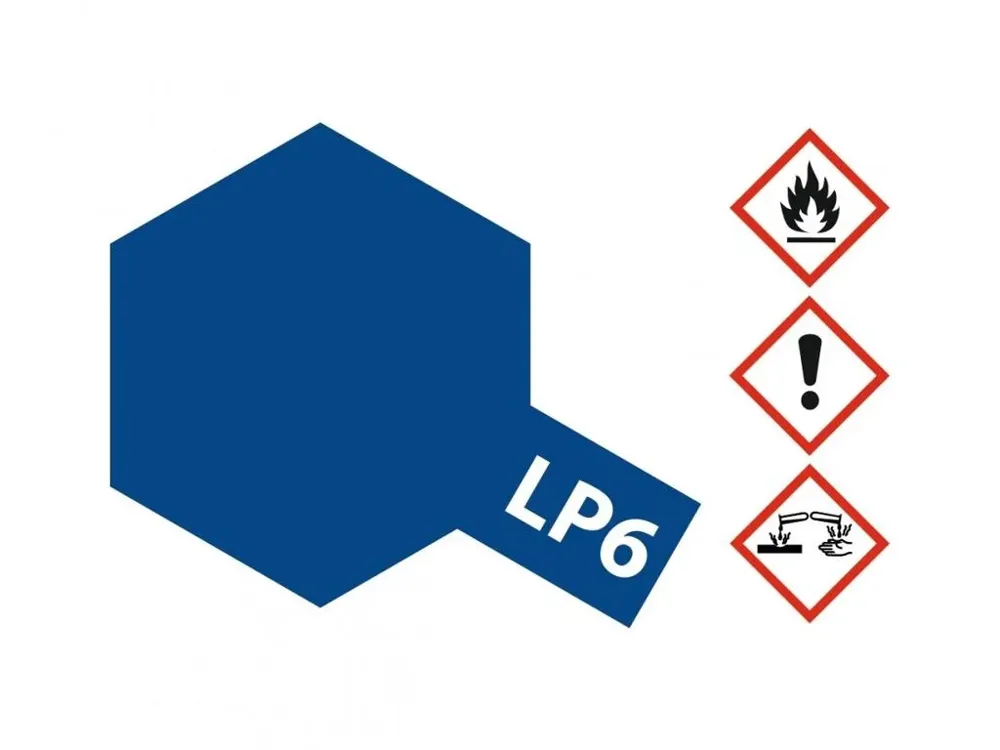 Skleněná lahvička lakové barvy Tamiya 82106 LP-6 čistá modrá 10 ml