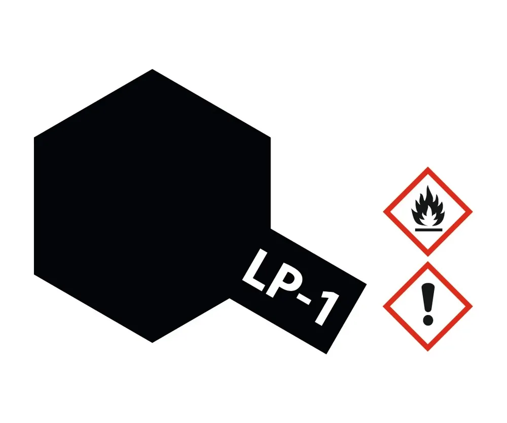 Skleněná lahvička lakové barvy Tamiya LP-1 černá, 10 ml