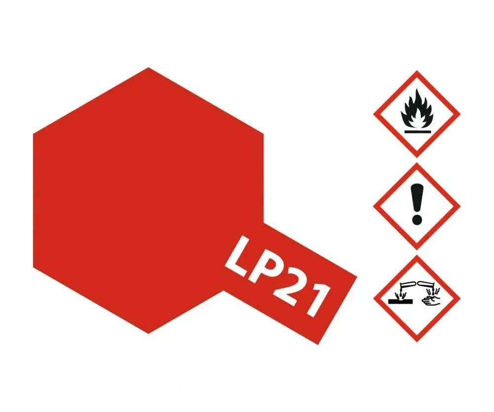 Skleněná lahvička lakové barvy Tamiya LP-21 italská červená (Italian Red) 10 ml