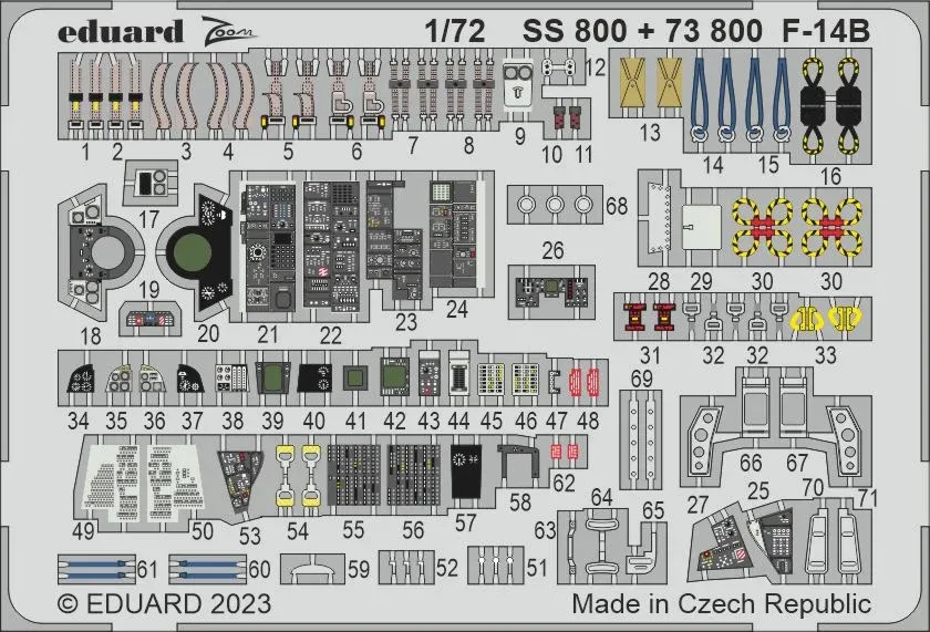 Barevný fotolept Eduard Zoom SS800 F-14B 1/72 pro stavebnici Academy
