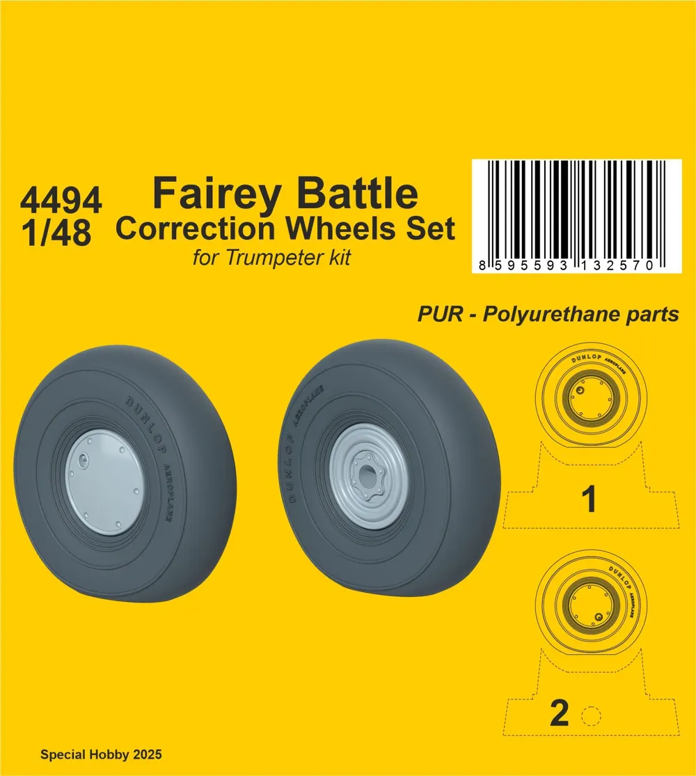 Resinová korekční sada kol CMK 4494 pro model Fairey Battle 1/48 Trumpeter