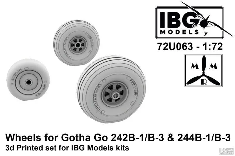 3D tištěná kola IBG Models 72U063 pro Gotha Go 242/244 v měřítku 1/72