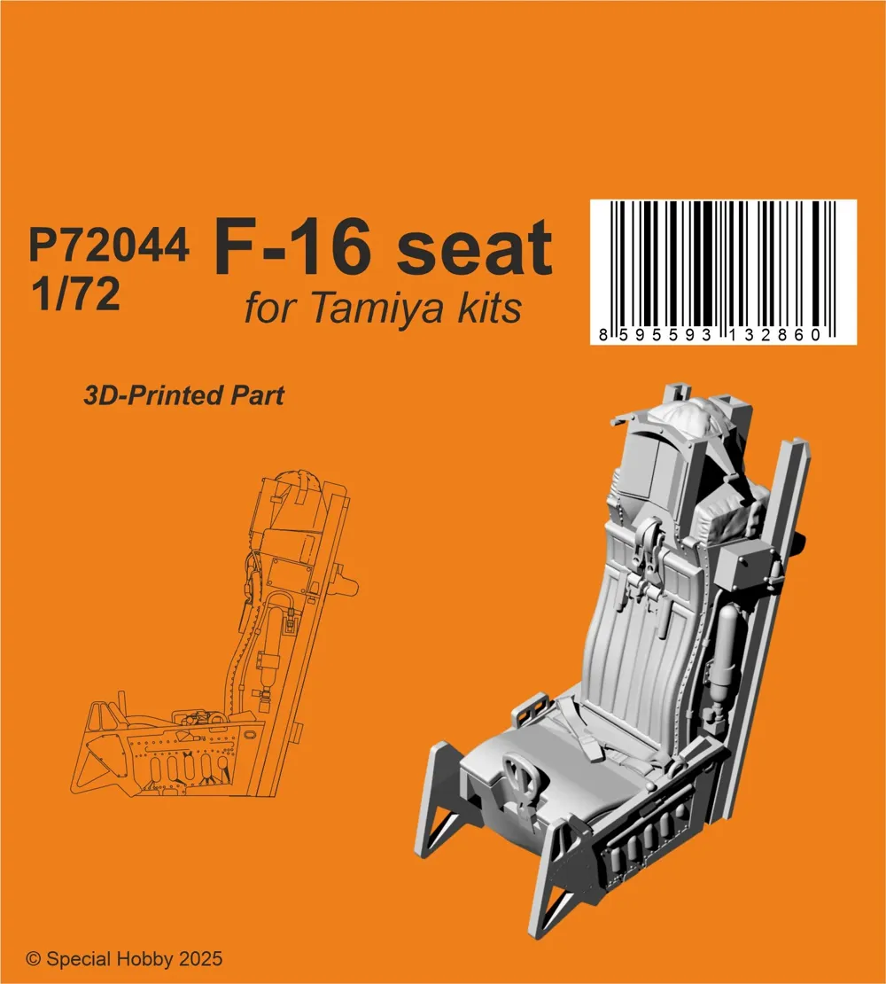 Resinová 3D tištěná vystřelovací sedačka CMK P72044 F-16 v měřítku 1/72