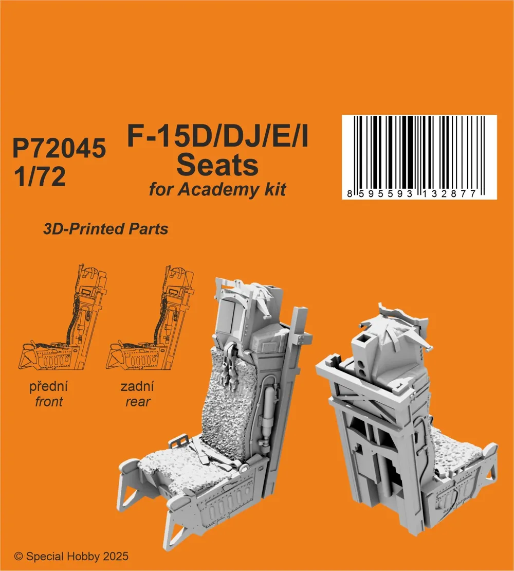 Resinová sada CMK P72045 — 3D tištěné sedačky F-15D/DJ/E/I v měřítku 1/72
