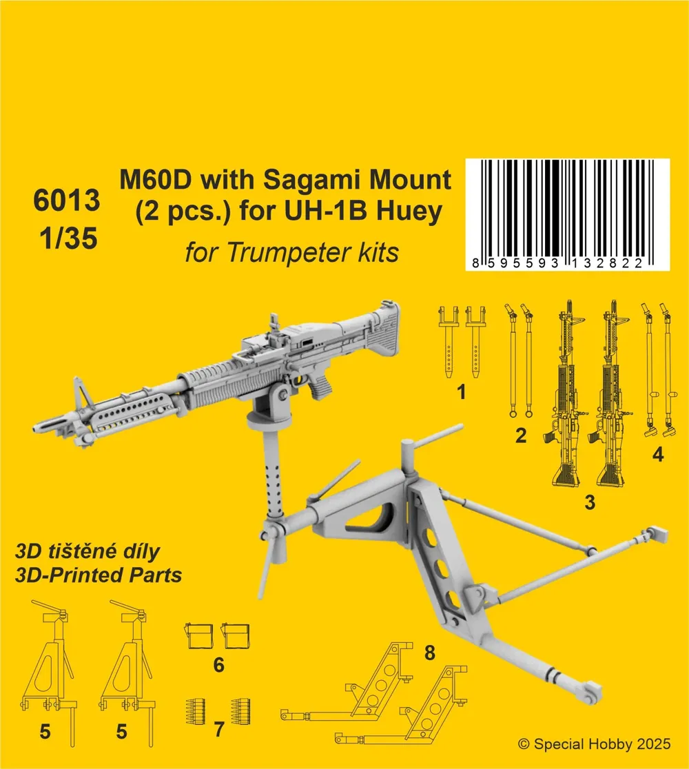 Resinová sada CMK 6013 M60D se závěsníky Sagami Mount 1/35 pro UH-1B Huey