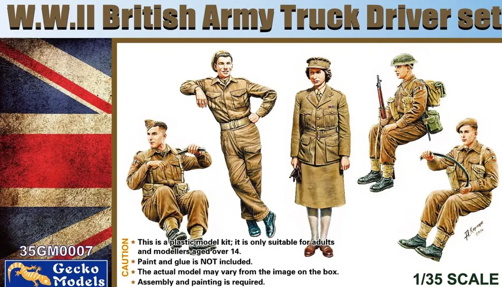 Stavebnice figurek Gecko Models 35GM0007 britští armádní řidiči 1/35, 5 figurek