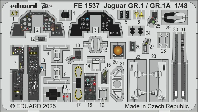 Barevný fotolept Eduard FE1537 Zoom pro Jaguar GR.1 / GR.1A v měřítku 1/48