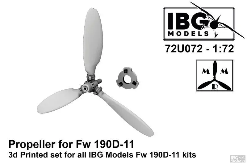 3D tištěná vrtule IBG Models 72U072 pro Fw 190D-11 v měřítku 1/72