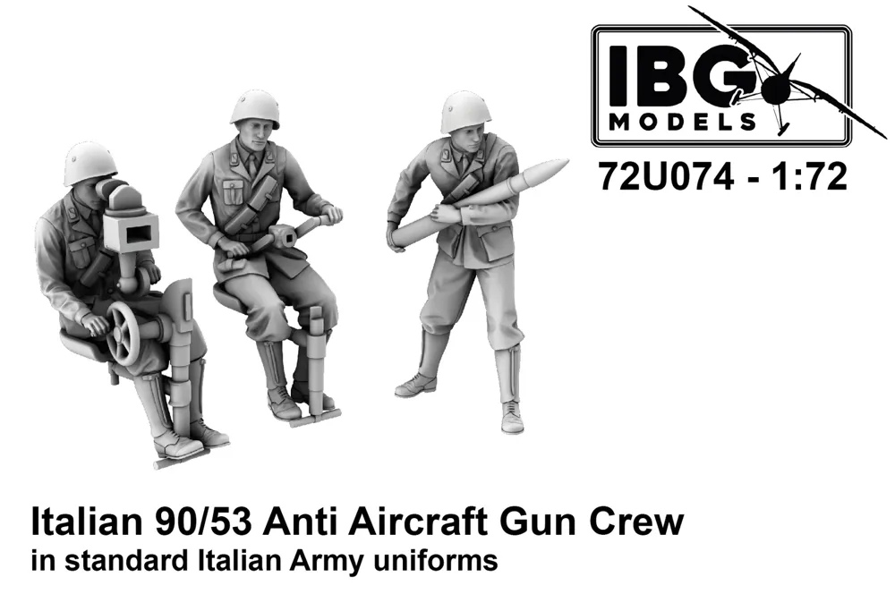 Sada figurek IBG Models 72U074 italská obsluha protiletadlového kanónu 90/53 v měřítku 1/72