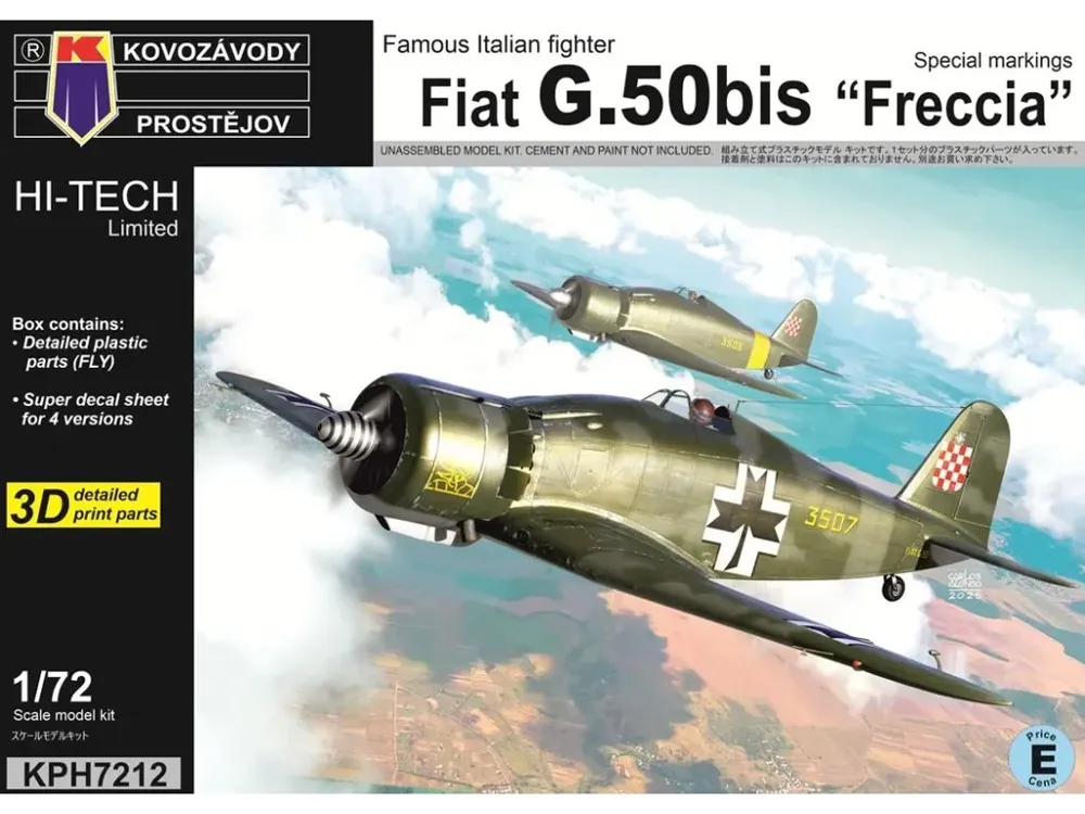 Krabice stavebnice Kovozávody Prostějov KPH7212 Fiat G.50bis Freccia 1/72 Hi-Tech