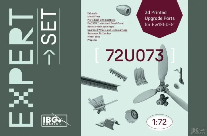 Detailní sada IBG Models 72U073 Expert Set Fw 190D-9 v měřítku 1/72 s resinovými a kovovými díly