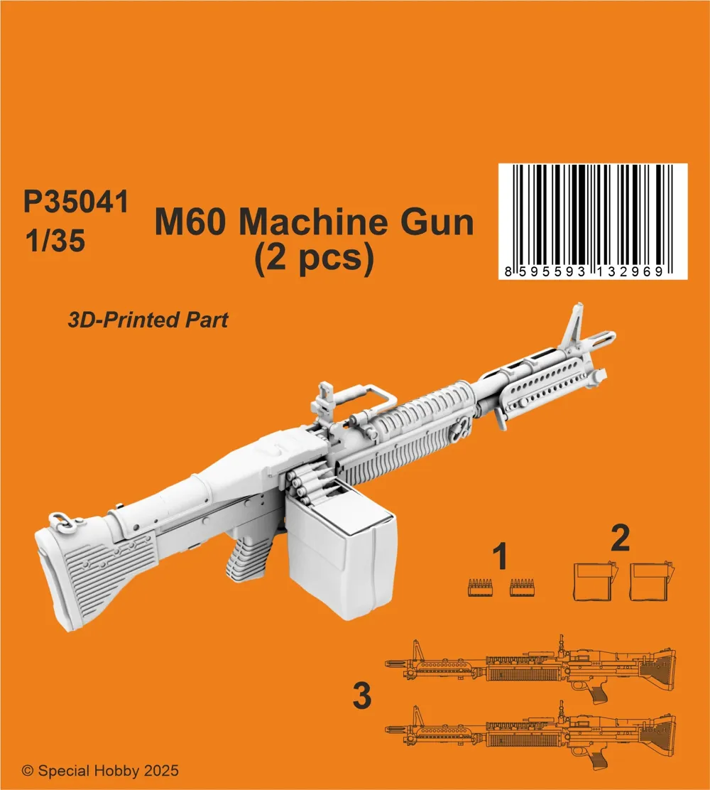 Resinové 3D tištěné díly CMK P35041 kulomet M60 v měřítku 1/35, sada 2 ks