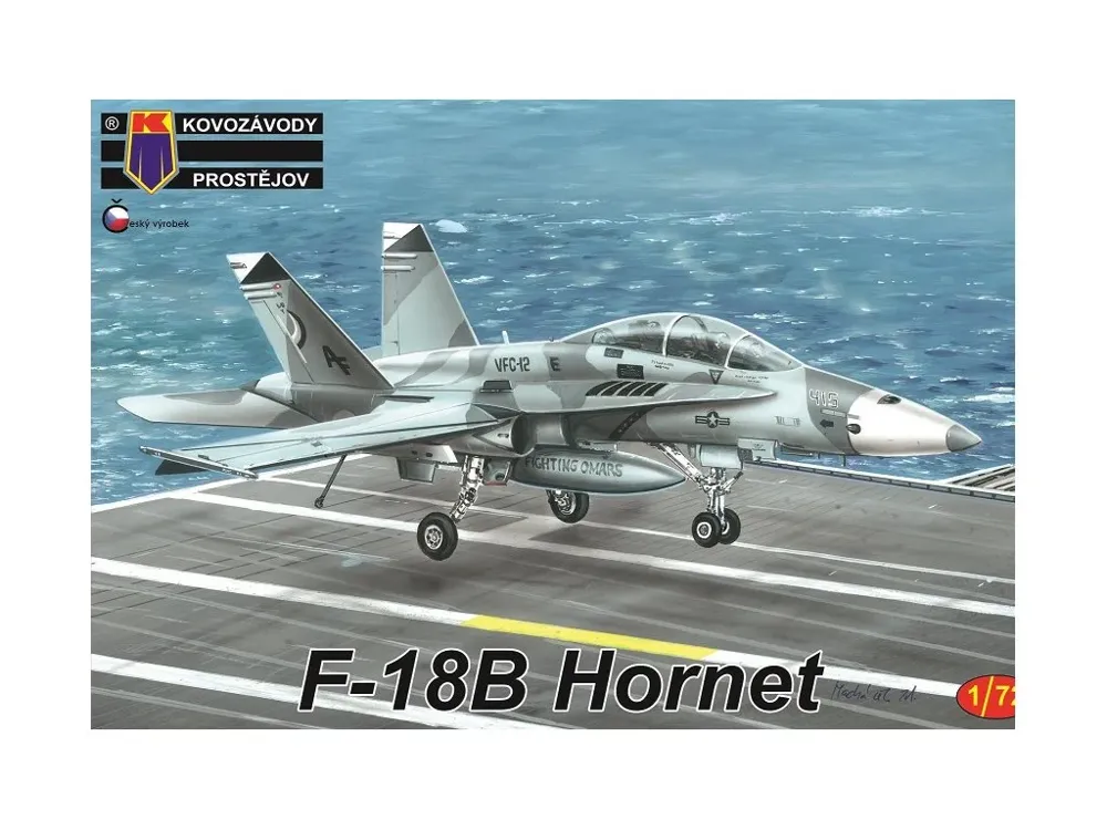 Krabice plastikové stavebnice Kovozávody Prostějov KPM0164 F-18B Hornet v měřítku 1/72