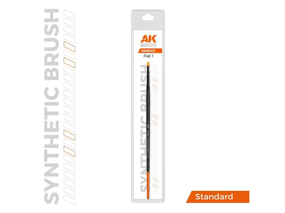 Plochý modelářský štětec AK Interactive Synthetic Brushes AKB001 velikosti 1 se syntetickým vláknem