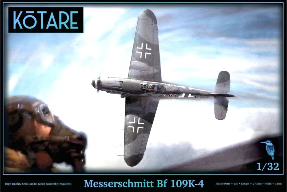 Krabice plastikové stavebnice Kotare K32009 Messerschmitt Bf 109K-4 v měřítku 1/32