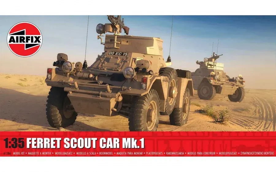 Krabice stavebnice Airfix A1386 Ferret Scout Car Mk.1 v měřítku 1/35