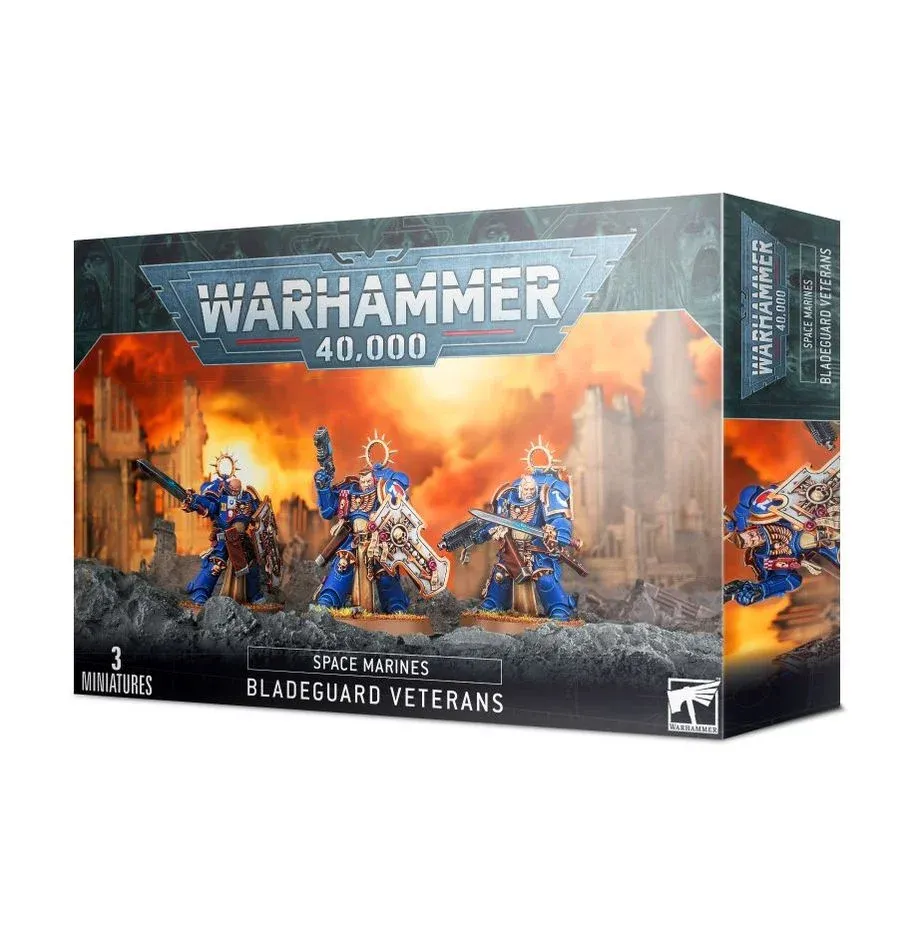 Stavebnice Games Workshop Warhammer 40,000 Space Marines Bladeguard Veterans – 3 miniatury s meči a štíty