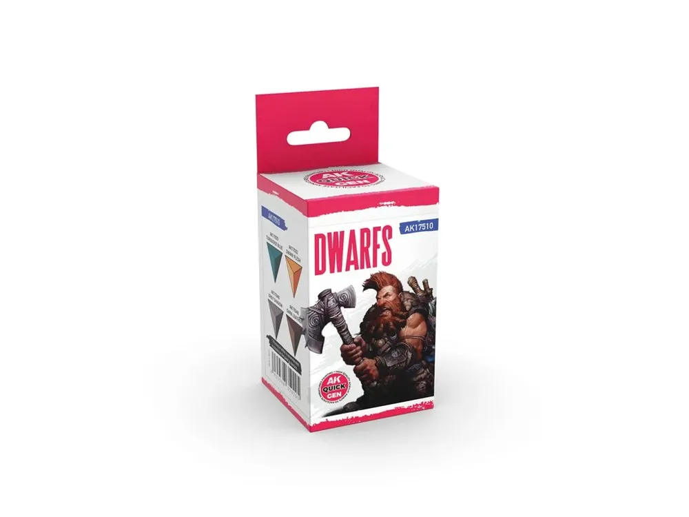 Sada barev AK Interactive Quick Gen Set AK17510 Dwarfs se čtyřmi lahvičkami akrylových barev