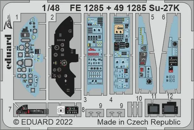 Barevný fotolept Eduard FE1285 Su-27K 1/48 Zoom pro stavebnici Minibase