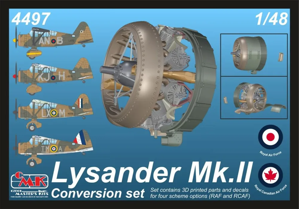 Resinová konverzní sada CMK 4497 Lysander Mk.II s motorem Perseus v měřítku 1/48 pro stavebnici Airfix