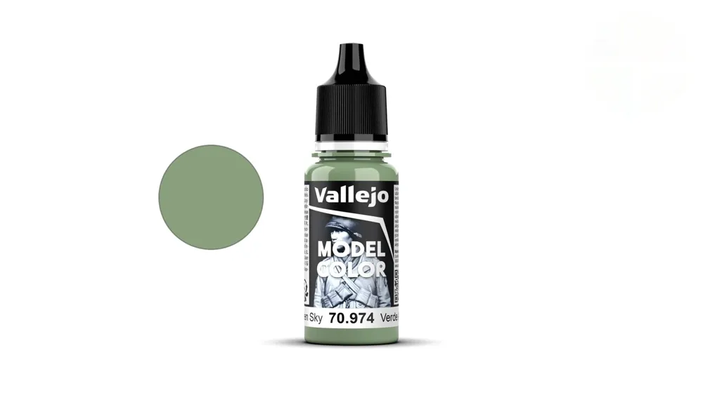 Lahvička akrylové barvy Vallejo Model Color 70974 nebeská zelená matná, 18 ml