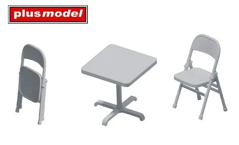 Plus Model DP3075 skládací židle a stůl 1/35 – díly nábytku z 3D tisku