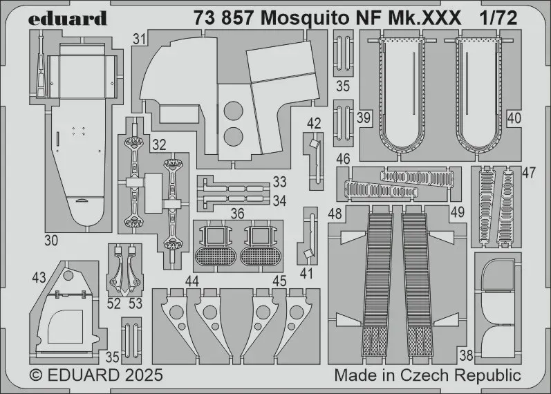 Barevné fotolepty Eduard 73857 Mosquito NF Mk.XXX 1/72 pro stavebnici Special Hobby