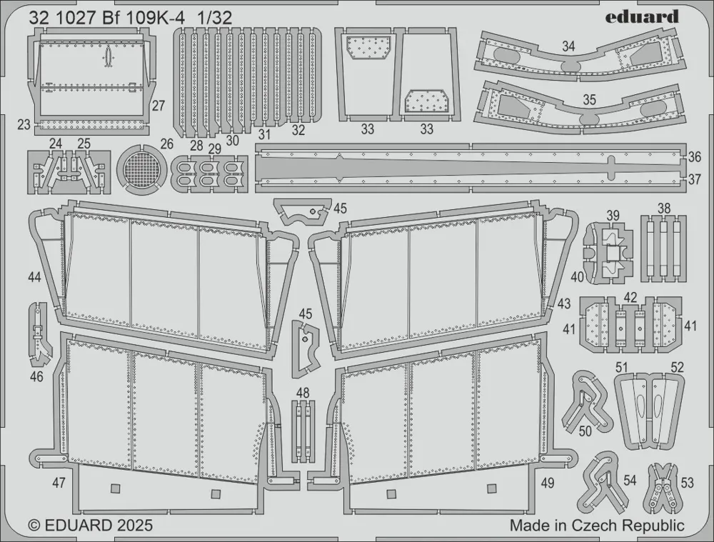 Fotoleptaná sada Eduard 321027 Bf 109K-4 1/32 pro stavebnici Kotare