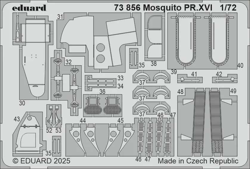 Barevné fotolepty Eduard 73856 pro Mosquito PR Mk.XVI v měřítku 1/72