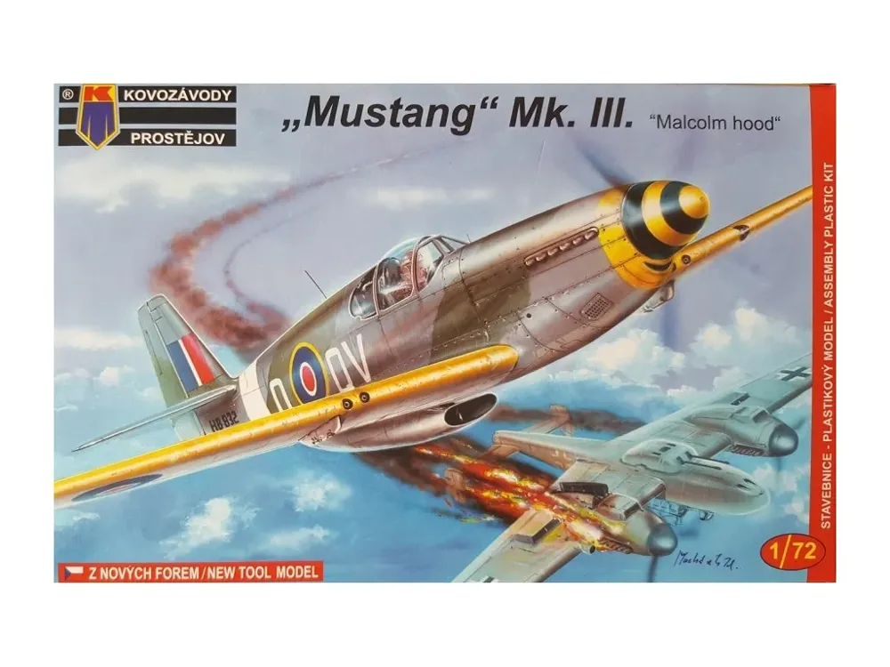 Plastikový model Kovozávody Prostějov KPM0032 Mustang Mk.III Malcolm Hood v měřítku 1/72