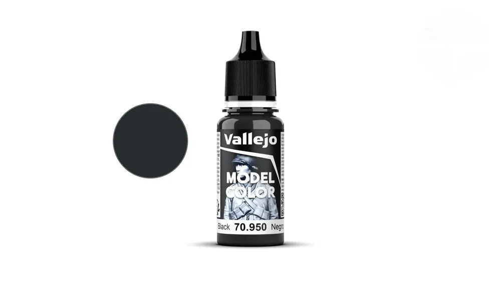 Lahvička akrylové barvy Vallejo Model Color 70950 černá matná 18 ml s kapátkem