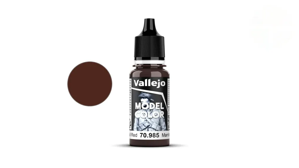Lahvička akrylové barvy Vallejo Model Color 70985 Hull Red matná, 18 ml