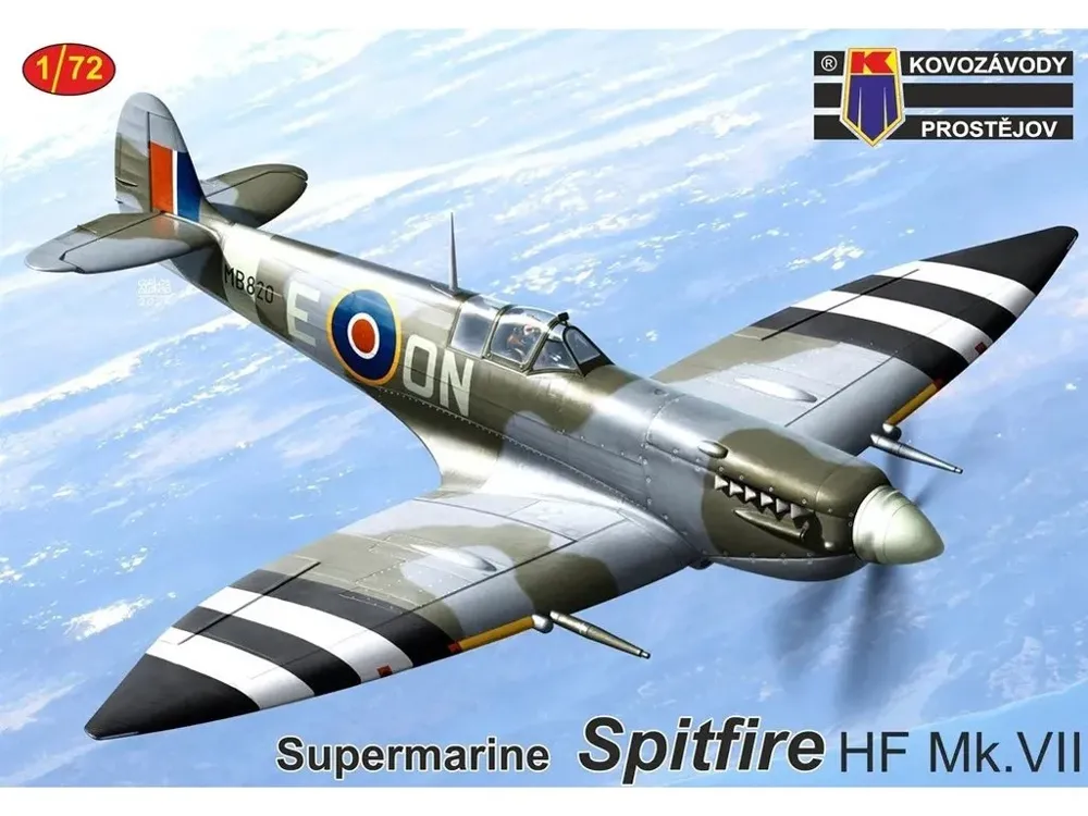 Krabice stavebnice Kovozávody Prostějov KPM0478 Supermarine Spitfire HF Mk.VII v měřítku 1/72