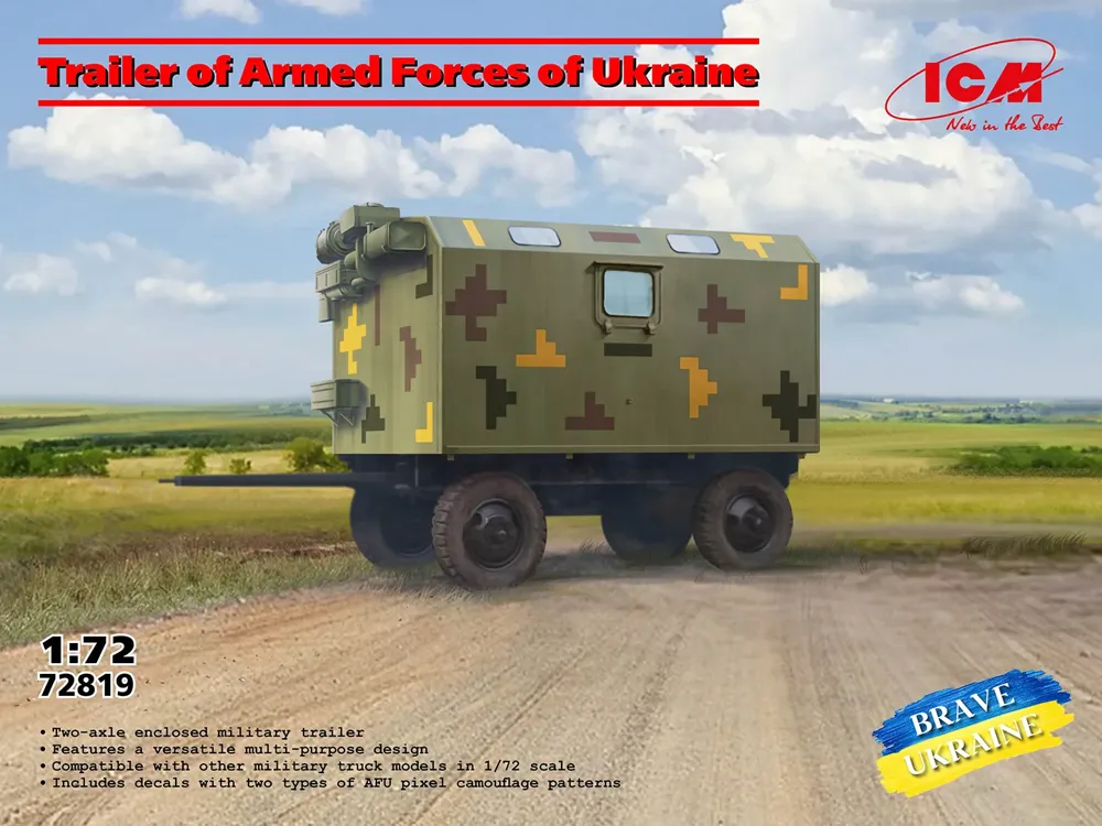 Krabice stavebnice ICM 72819 přívěs ozbrojených sil Ukrajiny v měřítku 1/72