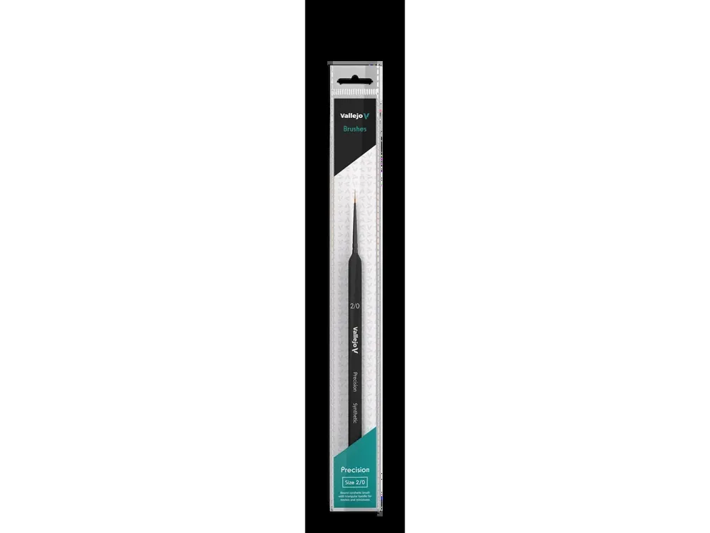 Kulatý syntetický štětec Vallejo Precision B03020 velikosti 2/0 s trojhrannou rukojetí