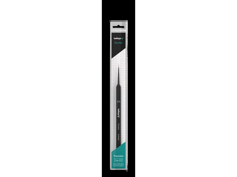 Kulatý syntetický štětec Vallejo Brush B03030 Precision velikosti 3/0 s trojhrannou rukojetí