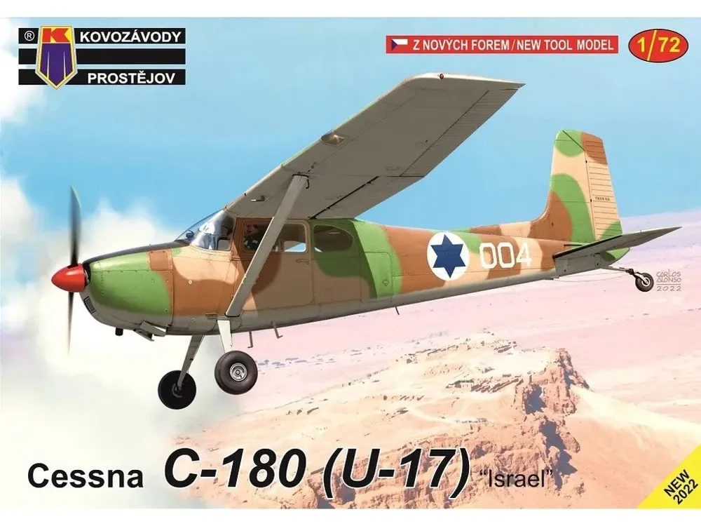 Krabice plastikové stavebnice Kovozávody Prostějov 1/72 Cessna C-180 (U-17) Israel